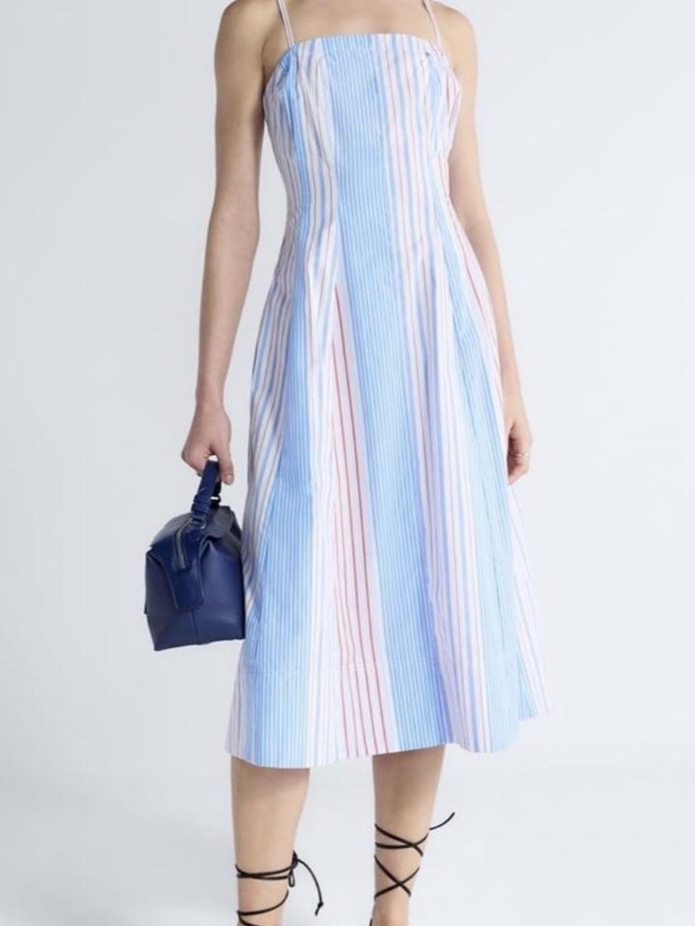 Free Assemly - Striped Blue & White Midi dress Adjustable with Straps